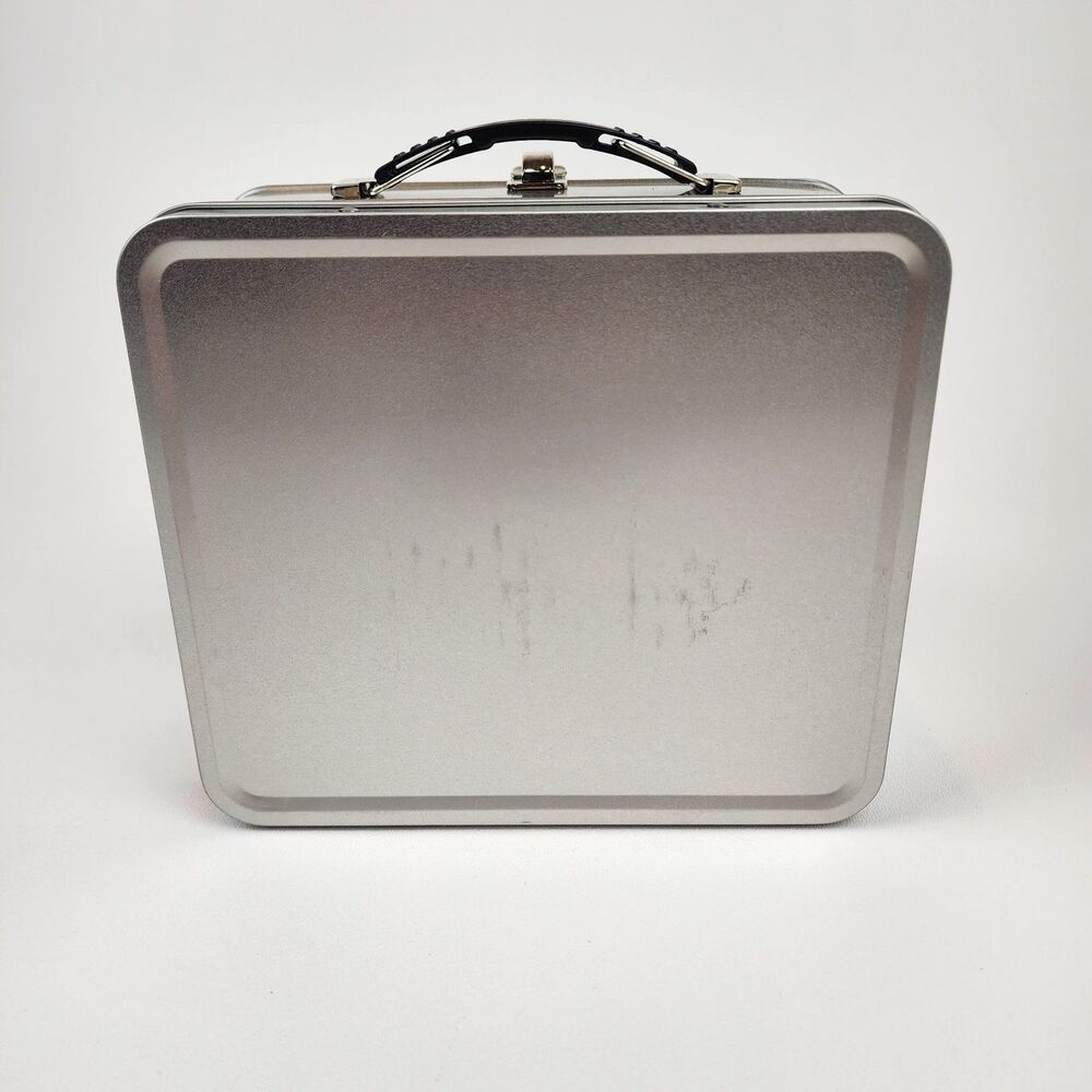 Metal Lunch Box Retro Tin Storage Case Vintage Style Silver 7.9 Inch - Picture 4 of 7